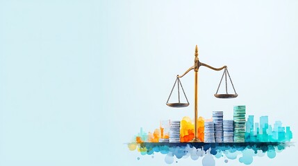 A balance scale tipping heavily with goods on one side and stacks of devalued money on the other