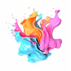 Fototapeta premium Vibrant 3D Illustration of Colorful Paint Splashes in Pastel Tones