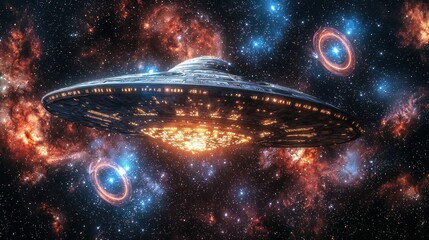 Cosmic Encounter: UFO in Nebulous Galaxy