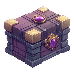 Obraz premium Cartoon treasure box isolated on a white background