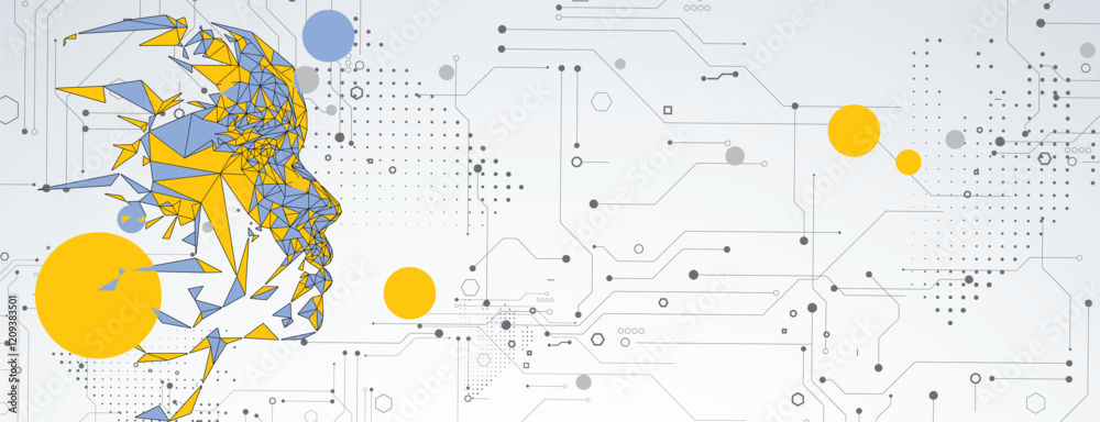 Poster human profile like an abstract artificial intelligence