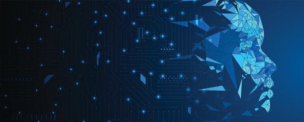 Human profile like an abstract artificial intelligence