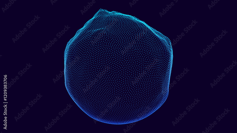 Aufkleber Abstract Vector Particles Mesh on Black Background. Futuristic Style HUD Design Element. Corrupted Point 3D Sphere. Chaos Aesthetics. Vector Illustration.