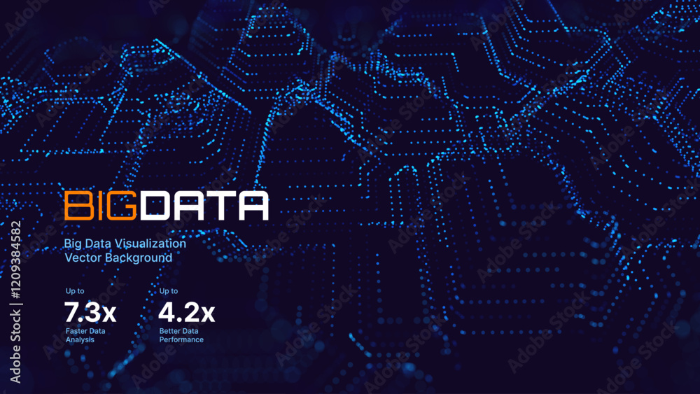 Aufkleber Digital Big Data Flow Vector Background. Big Data Technology Lines. Abstract Science Technology Illustration. Big Data Neural Network Background Concept. AI Visualization Concept. Vector.