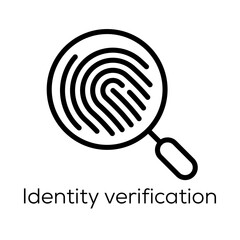 Identity Verification Icon- Fingerprint Magnified Representing Biometric Authentication
