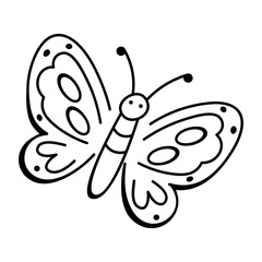 Beautiful butterfly icon in drawing style 

