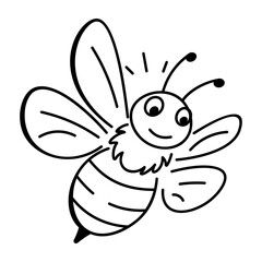 A cute bee icon in doodle style 

