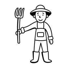 Farmer character icon in doodle style 

