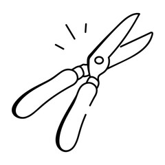 Pruning shears icon in doodle style 

