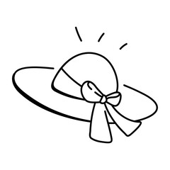A hand drawn icon of sun hat 

