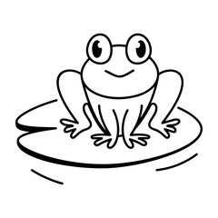 Cute frog icon in doodle style 
