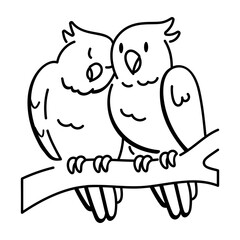 A hand drawn icon of love birds 
