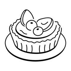 A hand drawn icon of fruit tart 
