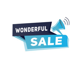 Wonderful sale,  banner colorful design label modern vector illustration. Web announce element.