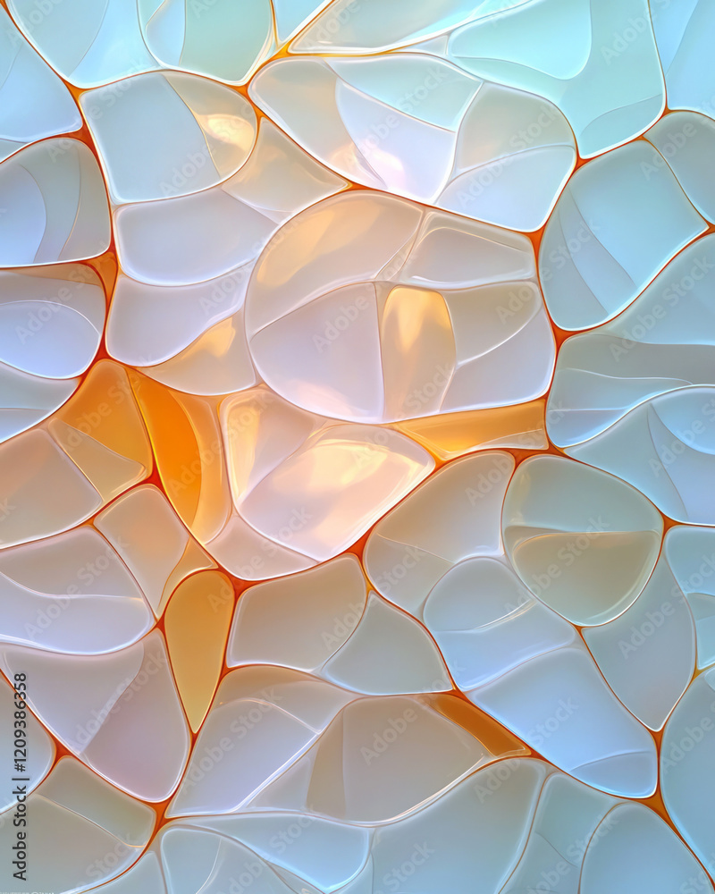 Poster a sophisticated abstract glass lattice with overlapping intricate patterns and dynamic light refract