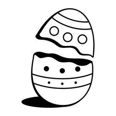 Painted egg icon in hand drawn style 
