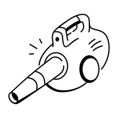 A hand drawn icon of leaf blower 

