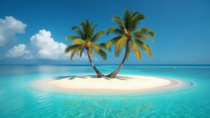 Fototapeta premium Paradise tropical desert island with two palms