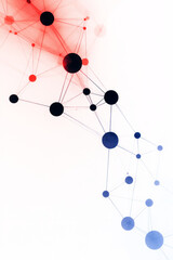 A modern abstract network with black nodes and intricate geometric lines forming a complex, layered structure on a subtle gradient background,