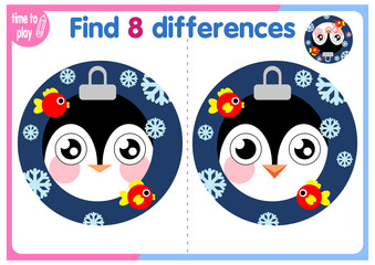 children's educational game. logic game. coloring book. find the difference. New Year. Christmas	
