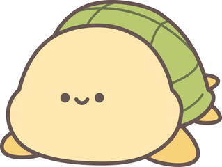 Cute Cartoon Turtle with Kawaii Face