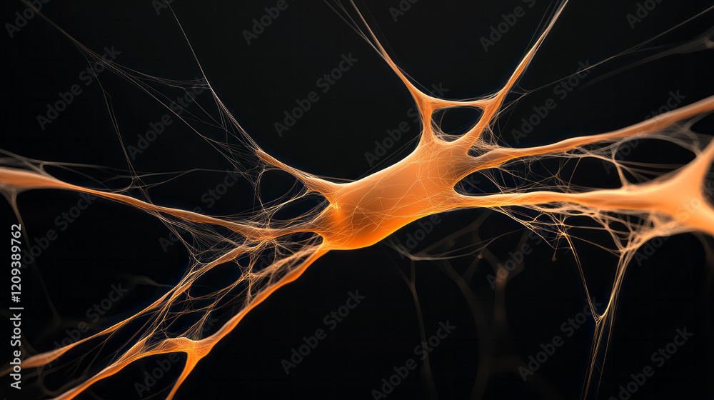 Poster an intricate abstract geometric web of yellow lines creating a complex network on a smooth black bac