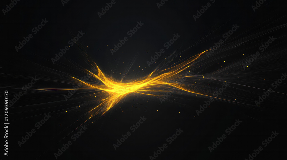 Poster a dynamic abstract geometric network with glowing yellow lines and sharp angles set against a dark b