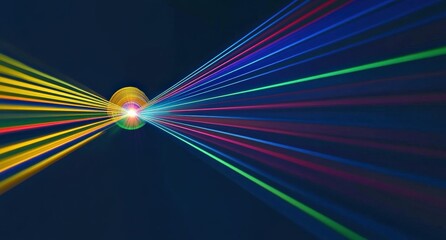 Colorful laser beams interweave together