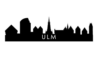 Ulm skyline silhouette. Black Ulm city design isolated on white background. 