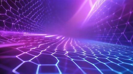 Glowing Neon Purple and Blue Honeycomb Design with Electric Hues