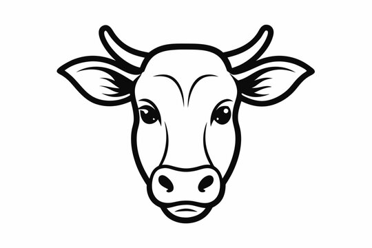 recommend clip art: Cow head outline vector illustration. Cow head farm animal isolated black silhouette vector design
                    
                    