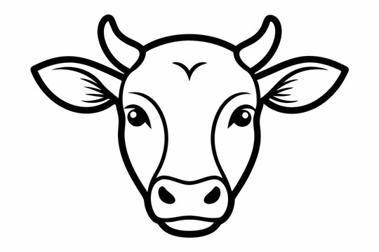 recommend clip art: Cow head outline vector illustration. Cow head farm animal isolated black silhouette vector design
                    
                    