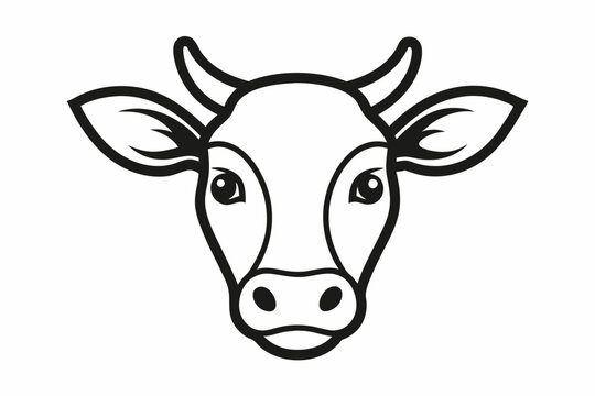 recommend clip art: Cow head outline vector illustration. Cow head farm animal isolated black silhouette vector design
                    
                    
