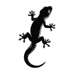 Gecko black and white silhouette vector.