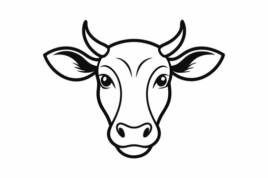 recommend clip art: Cow head outline vector illustration. Cow head farm animal isolated black silhouette vector design
                    
                    