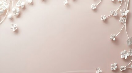 Delicate White Flowers Frame Pastel Background