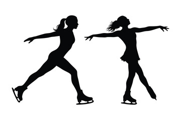 Black Women skating  silhouette illustration graphic.