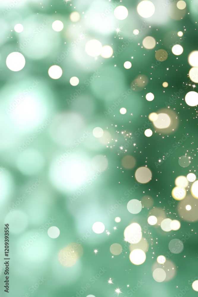 Poster a dazzling abstract background of golden bokeh lights over a green gradient, symbolizing festivity a