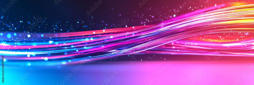 Aufkleber a striking abstract design with intertwined red and blue light beams radiating outward, creating a s