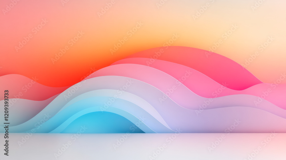 Aufkleber a minimalist abstract radiating light pattern with soft red and electric blue gradients spreading fr