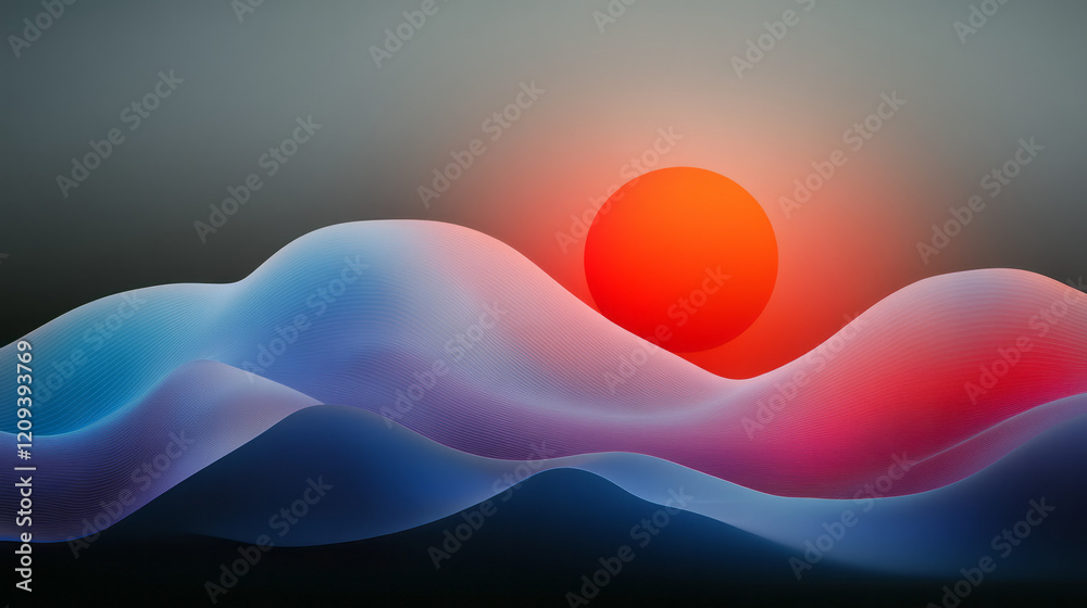 Poster a futuristic abstract artwork showcasing red and blue radiating light patterns with glowing effects 
