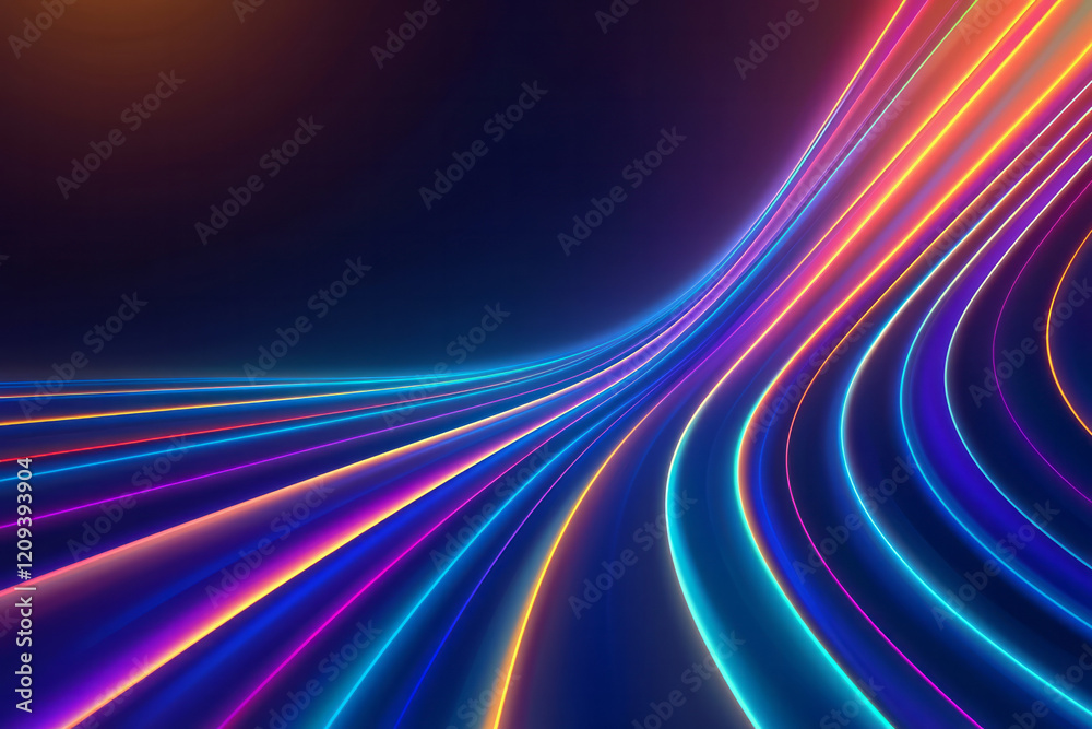 Aufkleber A mesmerizing abstract light pattern with radiant red and blue lines emanating from multiple points, creating a multi-dimensional effect,