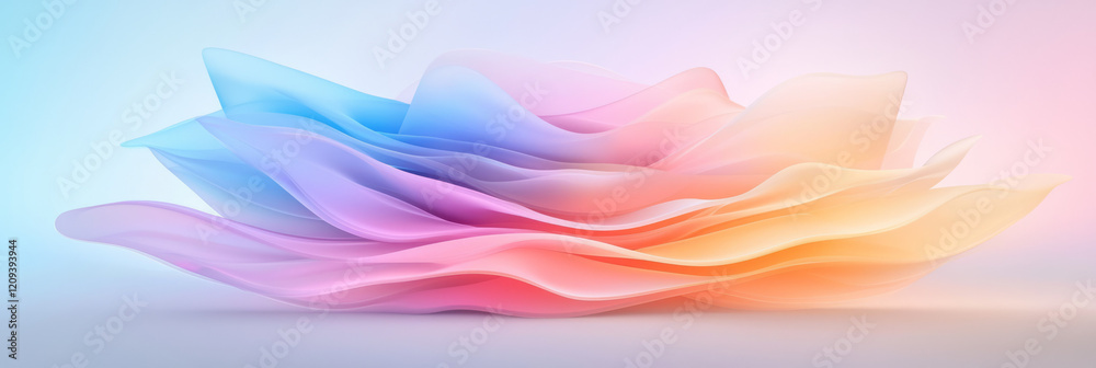Aufkleber a serene abstract radiating light pattern with gentle red and blue gradients flowing outward, creati