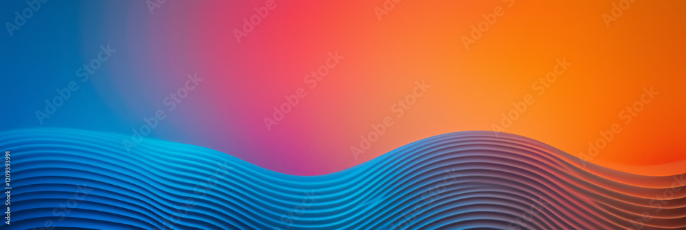 Poster A serene abstract radiating light pattern with gentle red and blue gradients flowing outward, creating a peaceful and harmonious atmosphere,