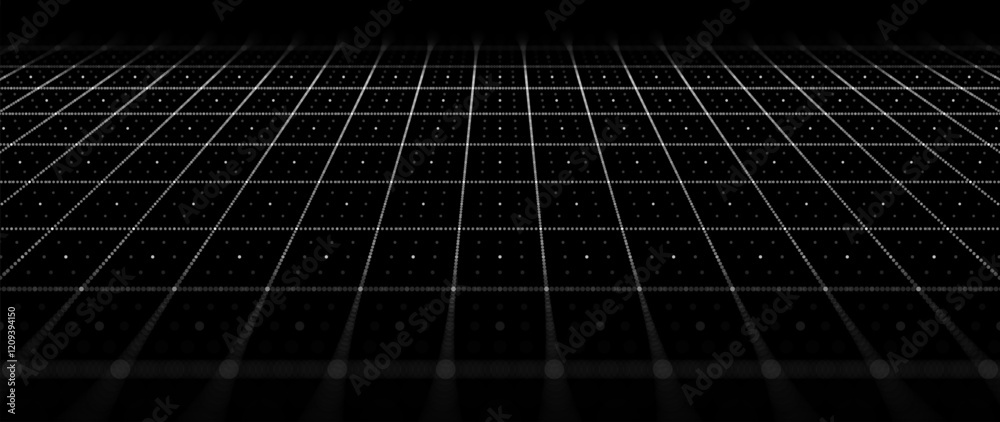 Aufkleber abstract digital technology or science background. blue perspective grid with light effects. vector 