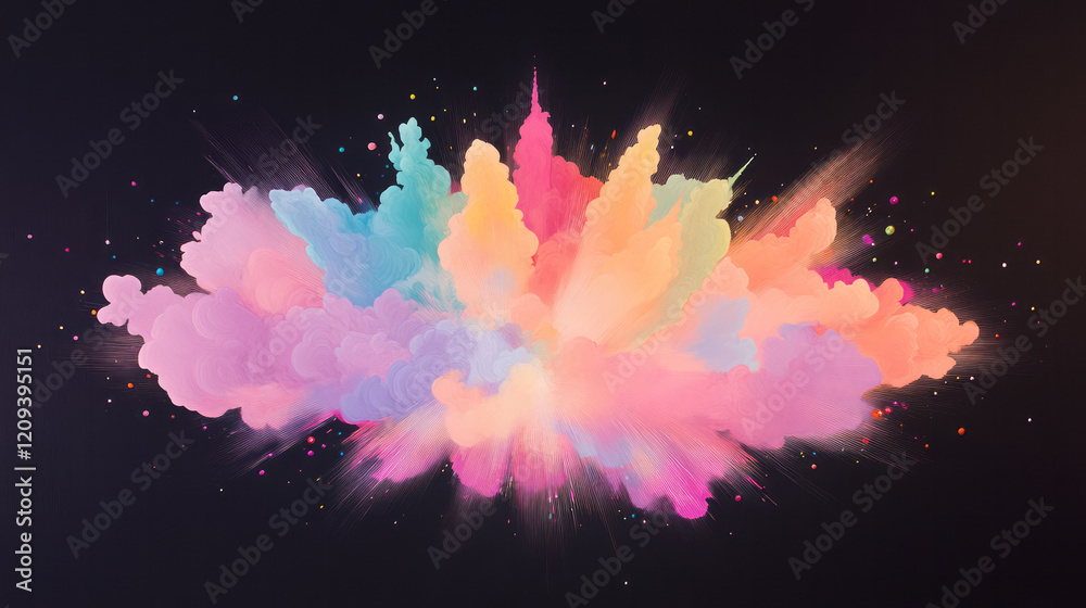 Leinwandbilder a bold abstract composition featuring a powerful burst of bright light particles in various colors r