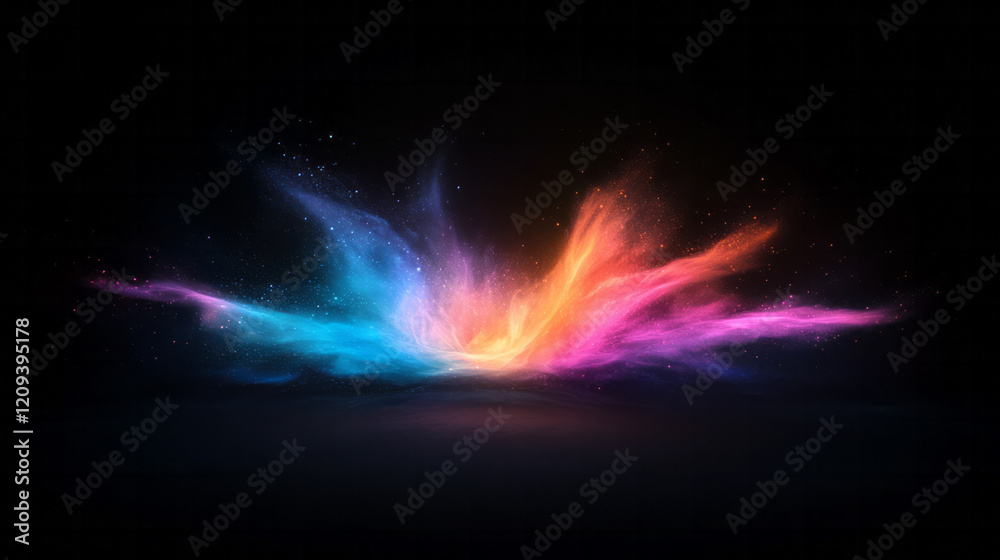 Leinwandbilder a bold abstract composition featuring a powerful burst of bright light particles in various colors r