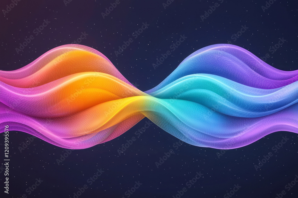 Aufkleber A captivating abstract composition with a colorful explosion of light particles creating waves and ripples in an empty space,