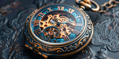 Vintage pocket watch. Dark background
