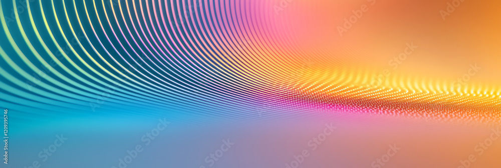 Poster A mesmerizing digital pixel pattern showcasing radiant circular gradients with a spectrum of neon colors, evoking energy and movement,